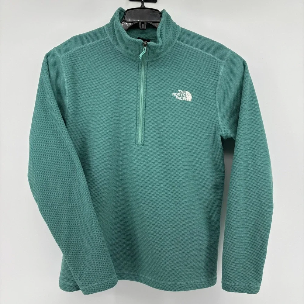The North Face Mens Quarter Zip Fleece Pullover Teal Green NF0A3YR16R7 Size L